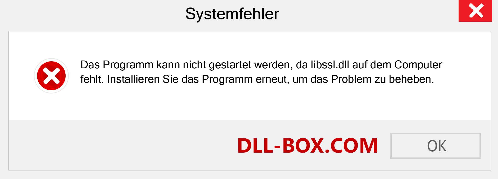 libssl.dll-Datei fehlt?. Download für Windows 7, 8, 10 - Fix libssl dll Missing Error unter Windows, Fotos, Bildern